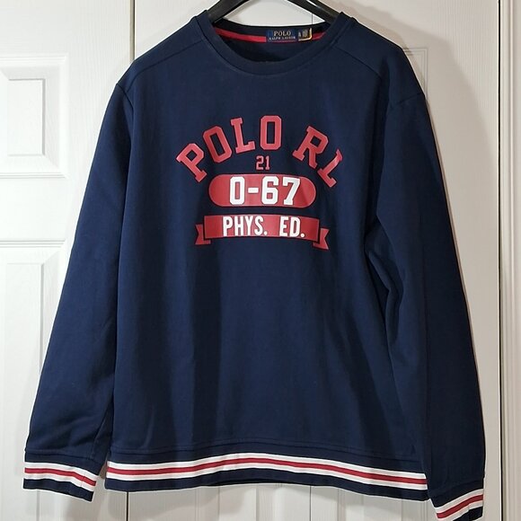 Polo Ralph Lauren Navy Retro Polo Phys Ed Sweatshirt - Picture 1 of 10